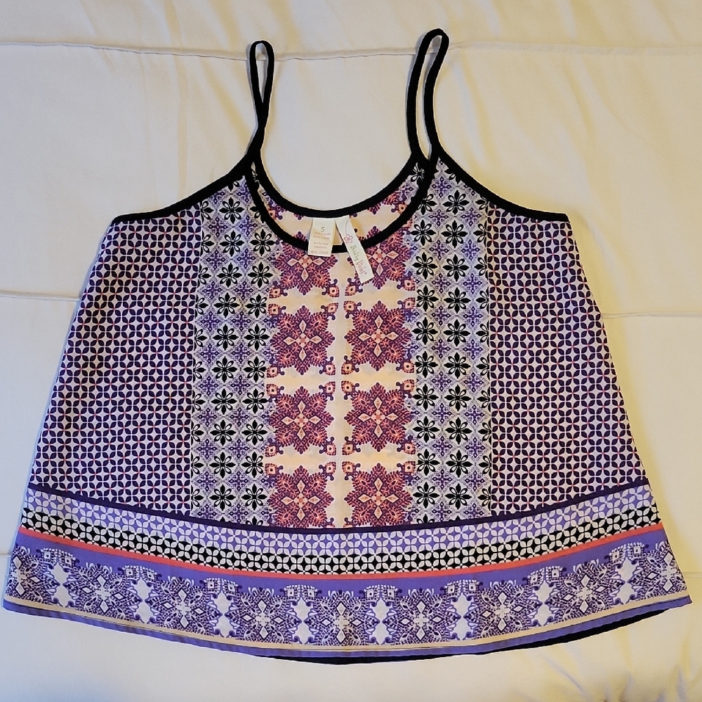 Shrinking Violet Black and Purple Patterned Camisole